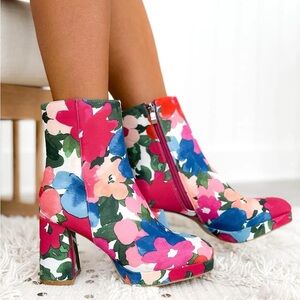 Corkys Floral Ankle Boots - Multicolor